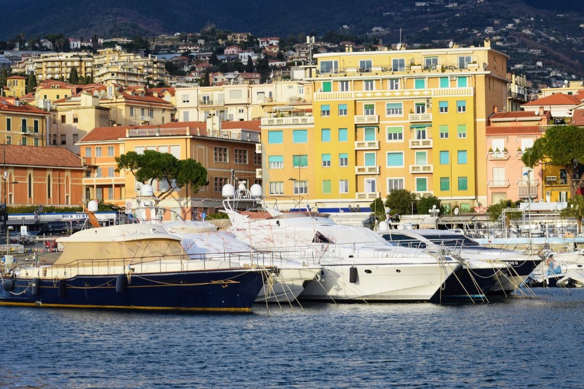Multicolored buildings and yachts