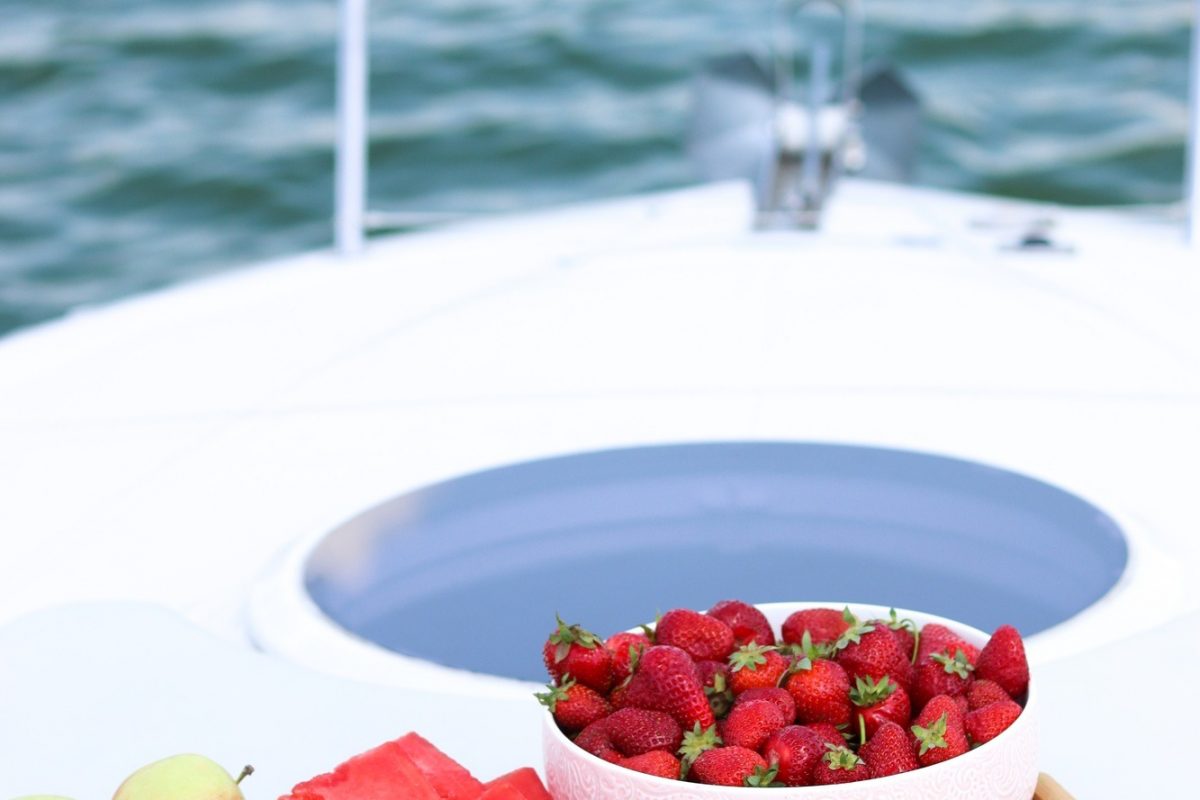 Summer food, on a boat, summer time.